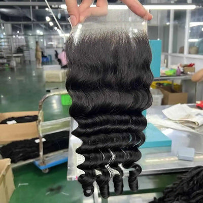 Modern Show Loose Deep Wave Curly With Spiral Ends 5x5 HD Transparent Lace Closure 100% Human Hair