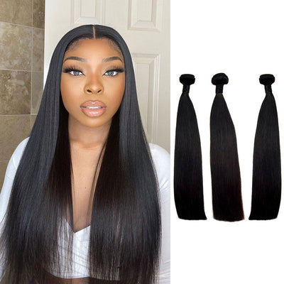 Peruvian Double Drawn Straight Human Hair 3 Bunldes