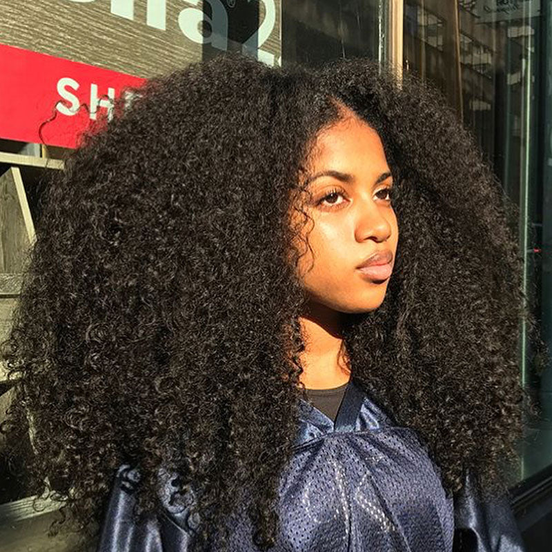 Kinky Curly 5x5 Closure with 3 Human Hair Weave Bundles 100  display picture 3