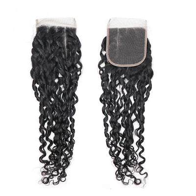 Pixie Curly 4x4 Lace Closure with 3 Curly Bundles 100% Human Hair