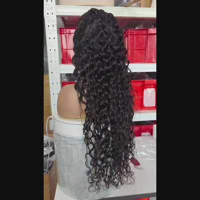 Modern Show Pre Braided Ear-to-ear 13x6  Full frontal Wig Curly Water Wave Human Hair Natural Hairline