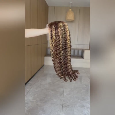 Modern Show Highlight Burmese Curly Wig 13x6 HD Full Frontal Wig Human Hair 180% 250% density