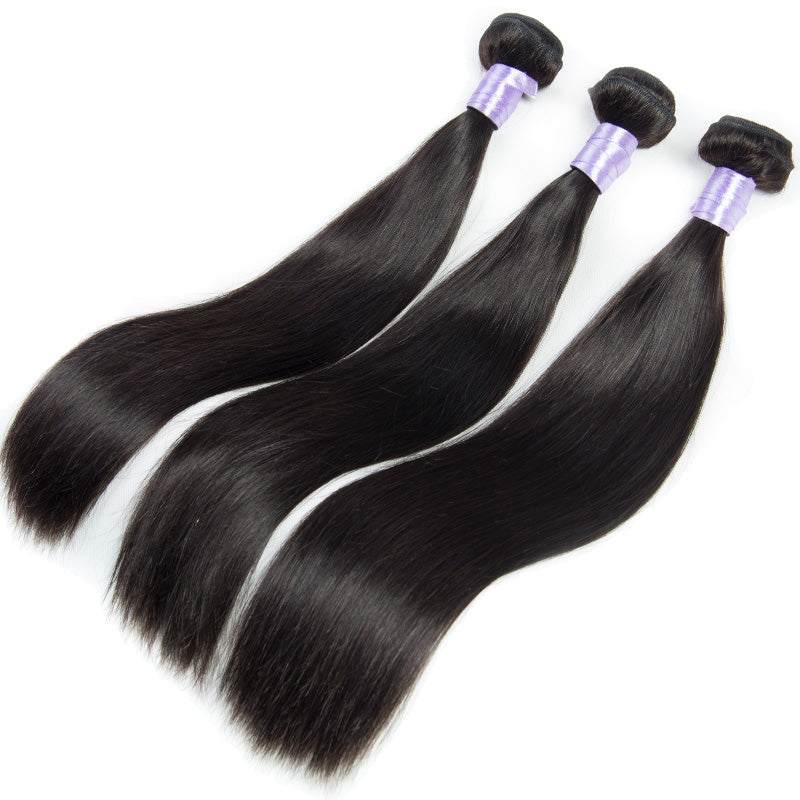 13x6 Frontal with 3 Human Hair Weave Bundles Straight 100% Unprocessed Virgin Human Hair
