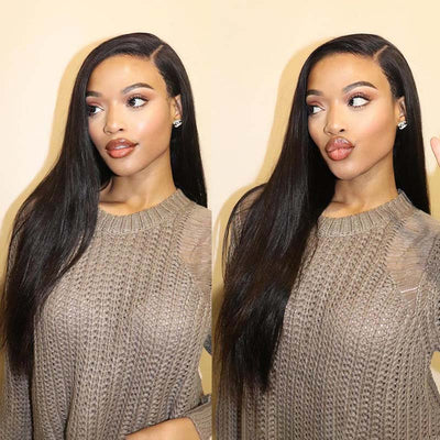Affordable Brazilian Straight Human Hair Wigs Pre Plucked Lace Front Wigs For Black Women