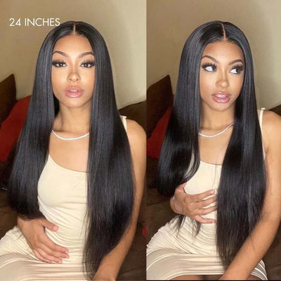 Affordable Brazilian Straight Human Hair Wigs Pre Plucked Lace Front Wigs For Black Women