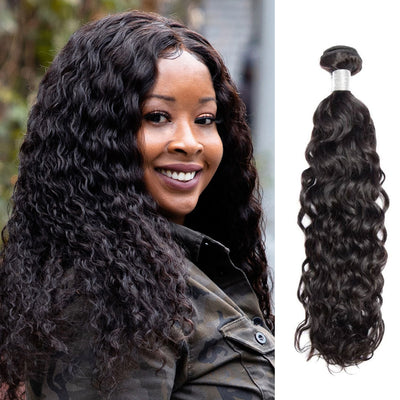 Modern Show Natural Black Wet And Wavy Brazilian Water Wave Virgin Human Hair 1 Bundle Deal