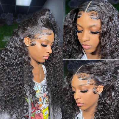 Modern Show 180% Density Water Wave Glueless Lace Closure Wigs Human Hair For Women