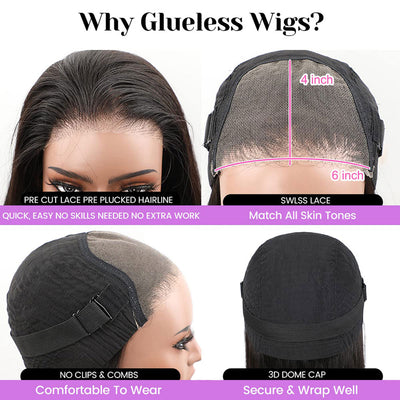 Modern Show Black Curly 4x6 Glueless Closure Wig Human Hair for Women