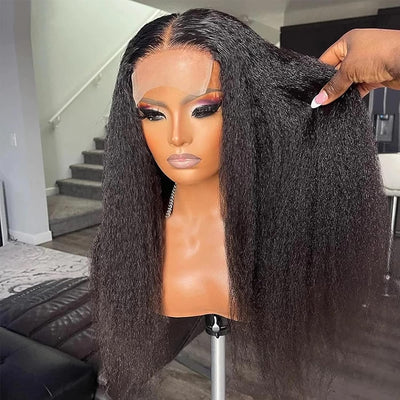 Modern Show Black Kinky Straight 5x5 HD Closure Wig Human Hair
