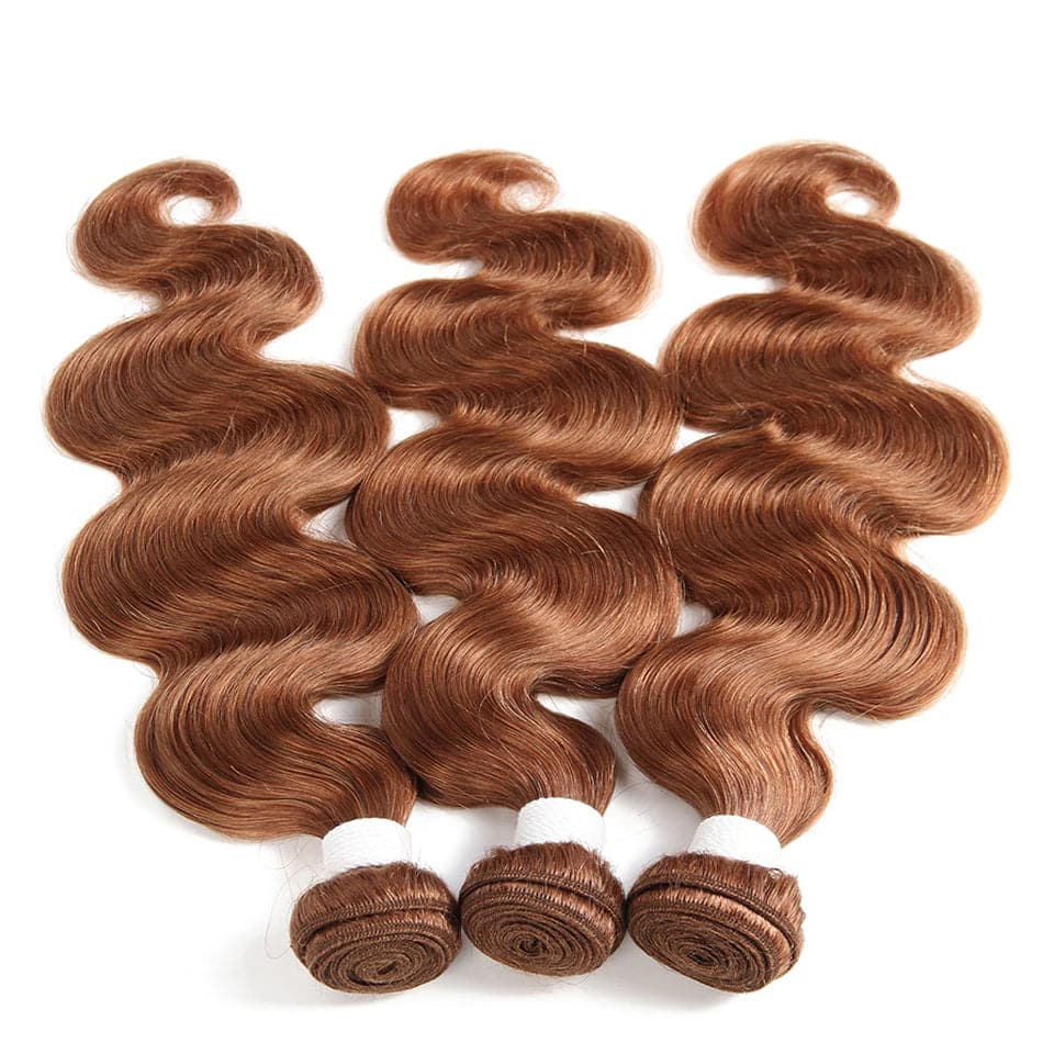 #30 Medium Auburn body wave 3 Bundles With 13x4 Lace Frontal 100% Human Hair