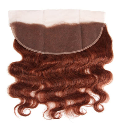 #33 Dark Auburn body wave 3 Bundles With 13x4 Lace Frontal 100% Human Hair
