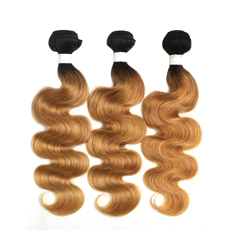 Ombre 1B/27 Body Wave 3 Bundles With 4x4 Closure pre Colored 100% Virgin Human Hair