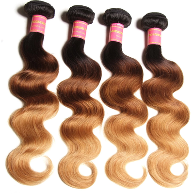 Brazilian Ombre 1b/4/27 Body Wave 4 Bundles with 4X4 Closure Virgin Human Hair
