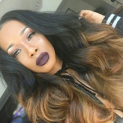 Ombre 1b/4/27 3 Tones Body Wave 3 Bundles with 4X4 lace Closure 100% Real Human Hair
