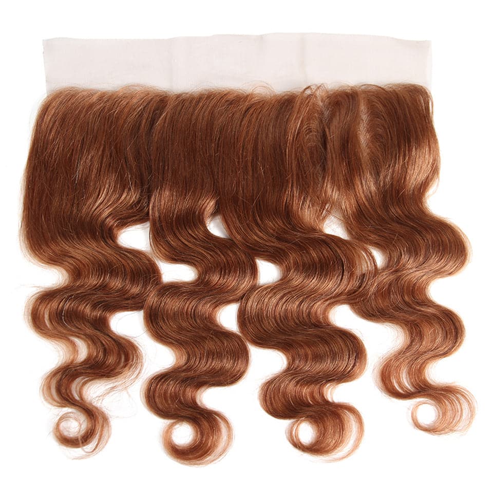 #30 Medium Auburn body wave 3 Bundles With 13x4 Lace Frontal 100% Human Hair