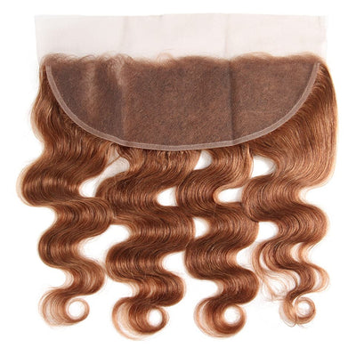 #30 Medium Auburn body wave 3 Bundles With 13x4 Lace Frontal 100% Human Hair