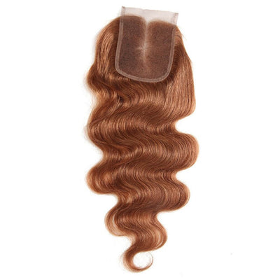 #30 Brown Body Wave 3 Bundles With Closure 4x4 pre Colored 100% Virgin human hair