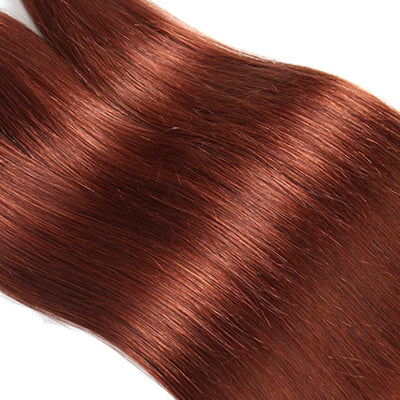 #33 Dark Auburn 3 Bundles With Closure 4x4 pre-Colored 100% virgin human hair