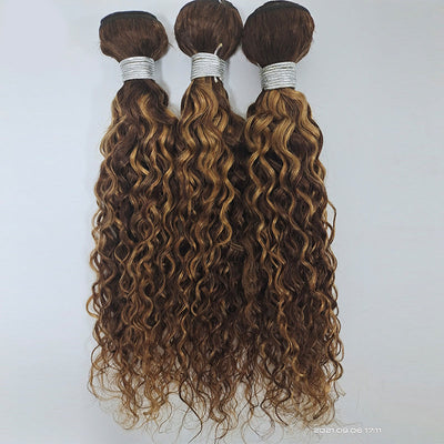 Highlight P4/27 Water Wave 3 Bundles With 4X4 Lace Closure 100% Virgin Human Hair