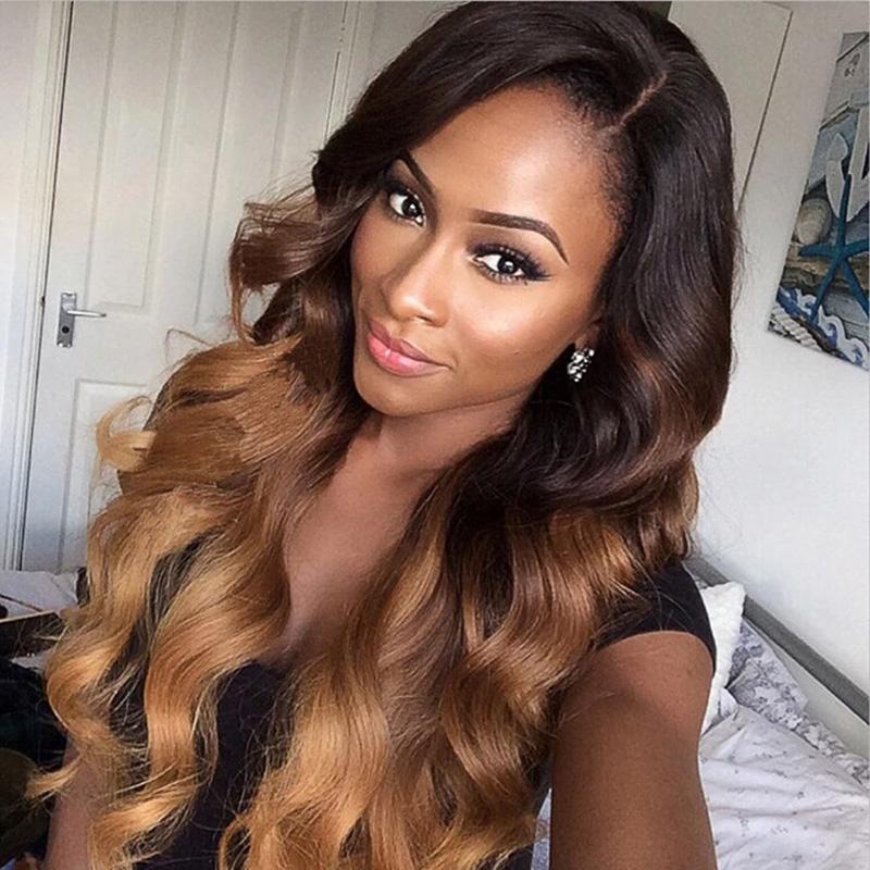Brazilian Ombre 1b/4/27 Body Wave 4 Bundles with 4X4 Closure Virgin Human Hair