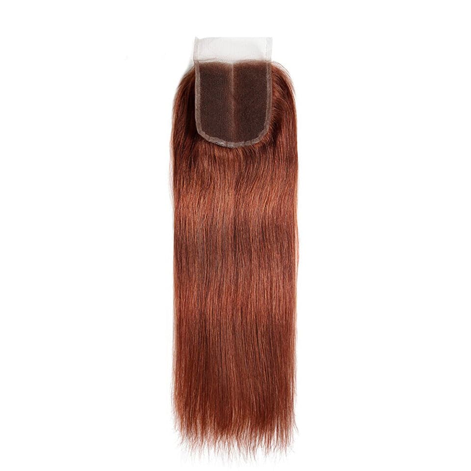 #33 Dark Auburn 3 Bundles With Closure 4x4 pre-Colored 100% virgin human hair