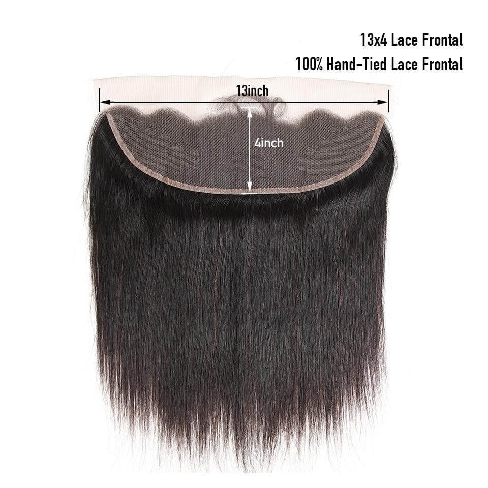 Straight 3 Bundles With 13X4 Frontal Transparent Lace Frontal Brazilian Virgin Hair