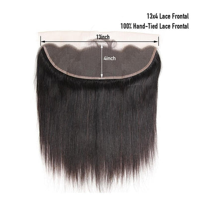 Straight 3 Bundles With 13X4 Frontal Transparent Lace Frontal Brazilian Virgin Hair