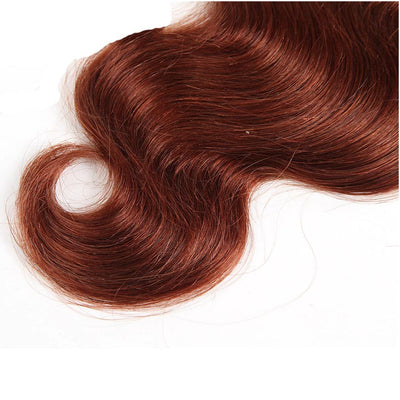 #33 Dark Auburn body wave 3 Bundles With 13x4 Lace Frontal 100% Human Hair