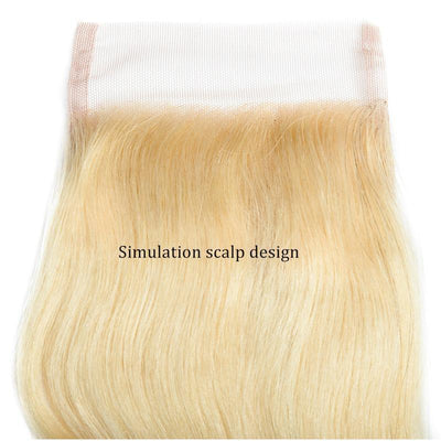 Modern Show Brazilian Body Wave 613 Blonde Hair 4x4 Swiss Lace Closure 100 Human Hair Closure Free Part 10-20 Inch-lace front hairline show