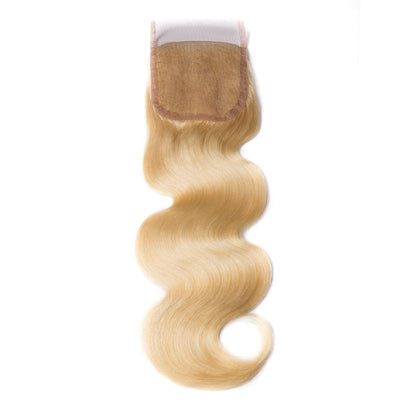 Modern Show 613 Blonde Bundles With Closure Brazilian Body Wave Human Hair Weave Bundles With Closure-free part lace closure