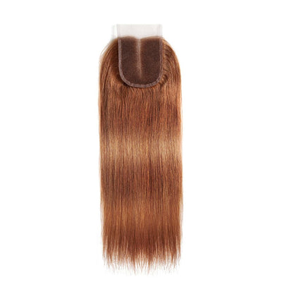 #30 Medium Auburn Straight 3 Bundles With 13x4 Lace Frontal 100% Human Hair