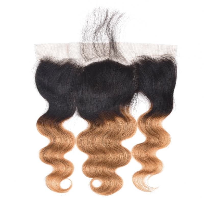 1B/27 Ombre Body Wave 3 Bundles With 13x4 Lace Frontal 100% Virgin Human Hair