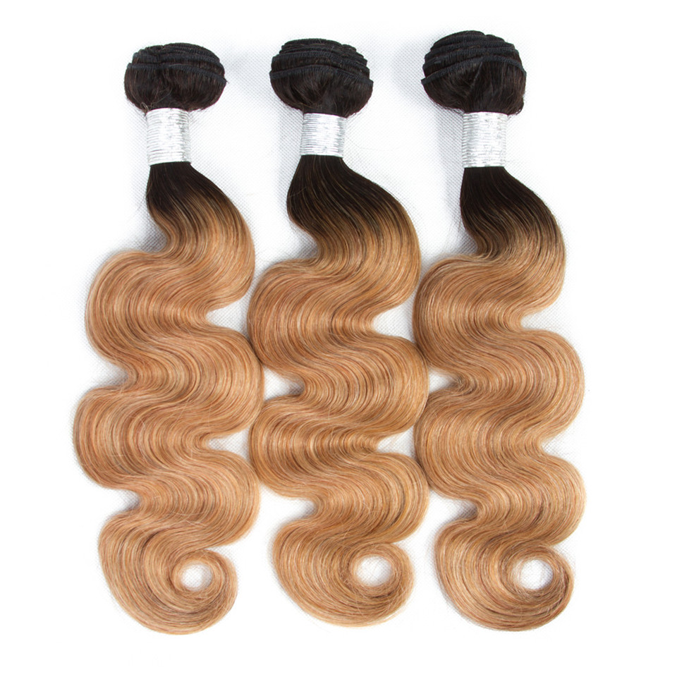 1B/27 Ombre Body Wave 3 Bundles With 13x4 Lace Frontal 100% Virgin Human Hair