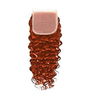 #350 Copper Red Water Wave 4 Bundles With 4X4 Lace Closure 100% Human Hair