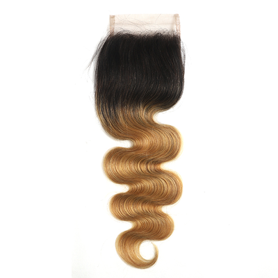 Ombre 1B/27 Body Wave 3 Bundles With 4x4 Closure pre Colored 100% Virgin Human Hair