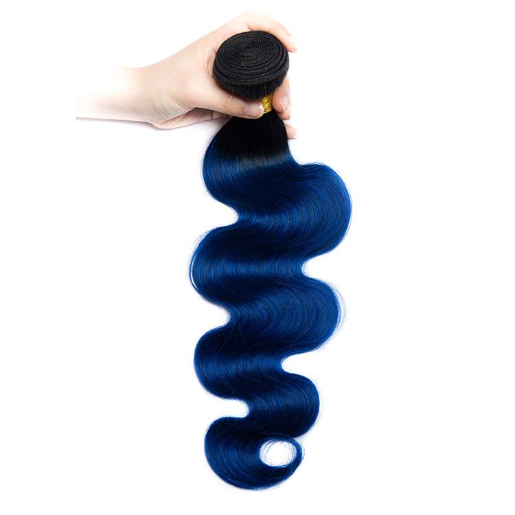 Modern Show 1b/Blue Color Ombre Body Wave Human Hair 1 Bundle Brazilian Hair Weave Remy Hair Weft Extensions