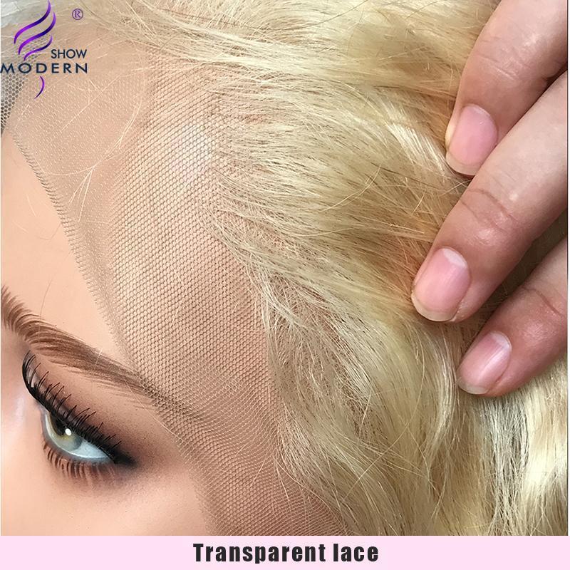 13 6 613 Blonde Transparent Body Wave Lace Front Wig Brazilian Remy Human Hair Wigs ModernShow