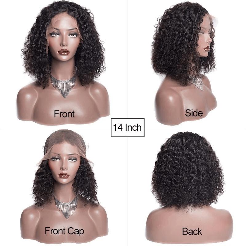 Short Curly Bob Wig Human Hair 13X4 Lace Front Wigs 180% Density Pre Plucked Deep Wave Wig For Black Women - 200165144