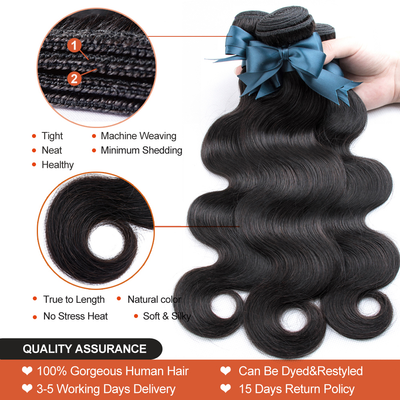 Brazilian Hair Body Wave 3 Bundles With 4x4 Closure 100% Human Hair Extension