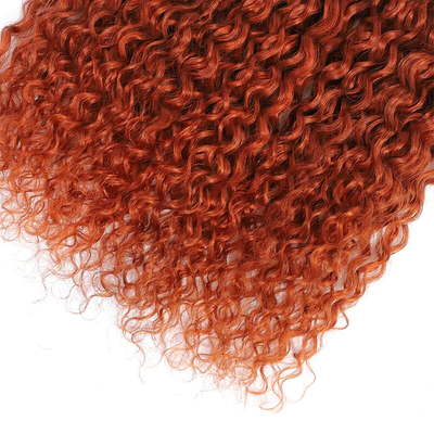 #350 Copper Red Water Wave 4 Bundles With 4X4 Lace Closure 100% Human Hair