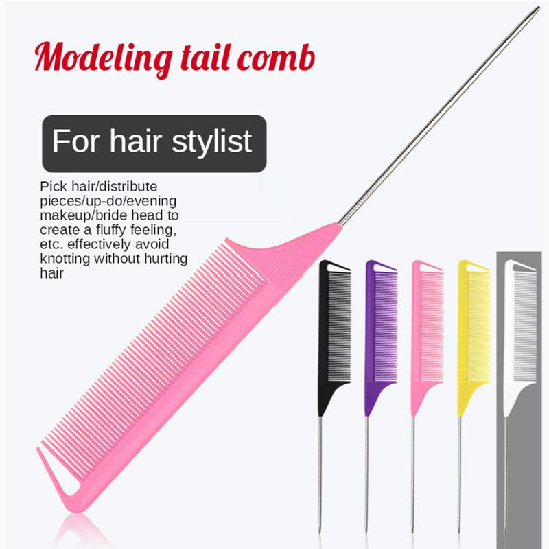 6Pcs/Set Hair Styling Tool Steel Tip Tail Hair Comb Hairline Brush Hair Gel Stick Duckbill Hair Clips Silicone Headband