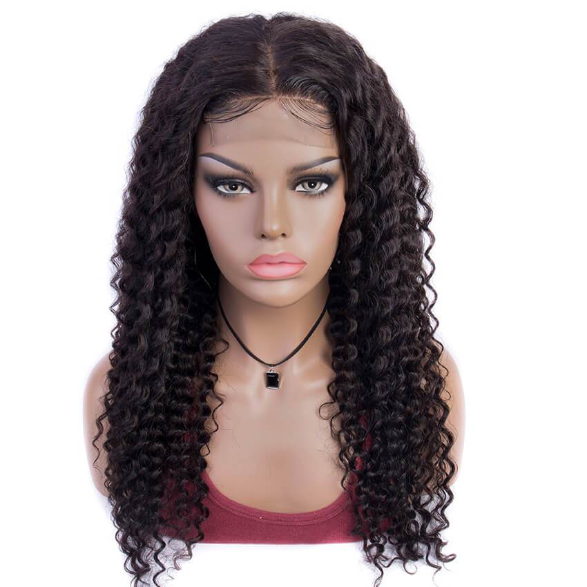 Modern Show 4x4 Curly Lace Closure Wig with Baby Hair Brazilian Human Hair