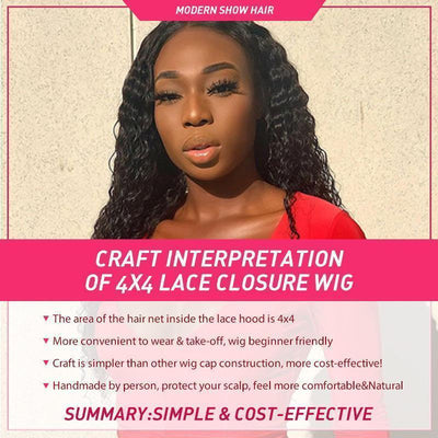 Modern Show 4x4 Water Wave Lace Closure Wig With Baby Hair