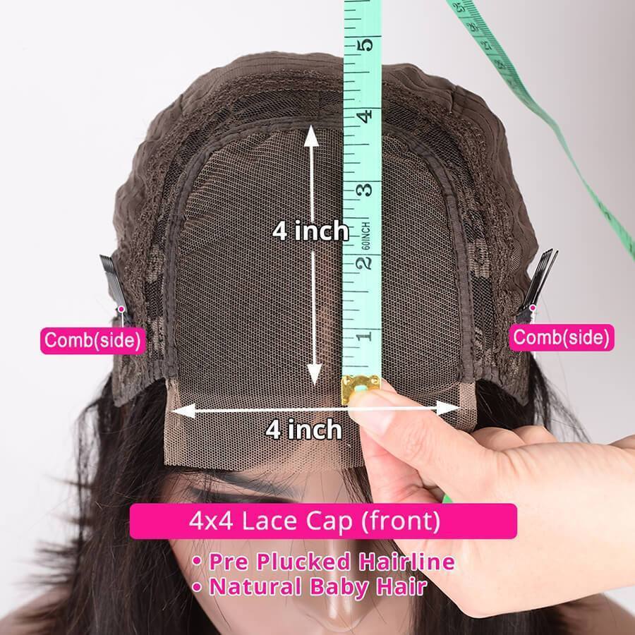 150% Density 4x4 Straight Lace Closure Wig Remy Human Hair Wigs For ...