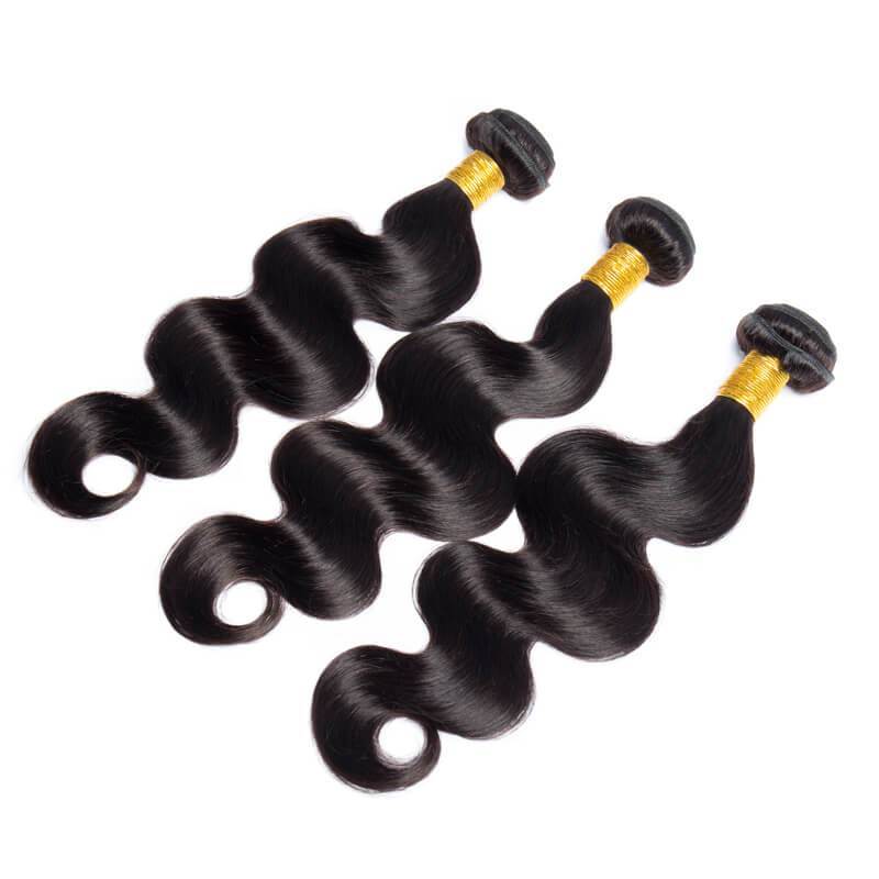 Modern Show Brazilian Body Wave Hair Weave 3 Bundles With 4x4 Lace Closure Natural Color Human Hair