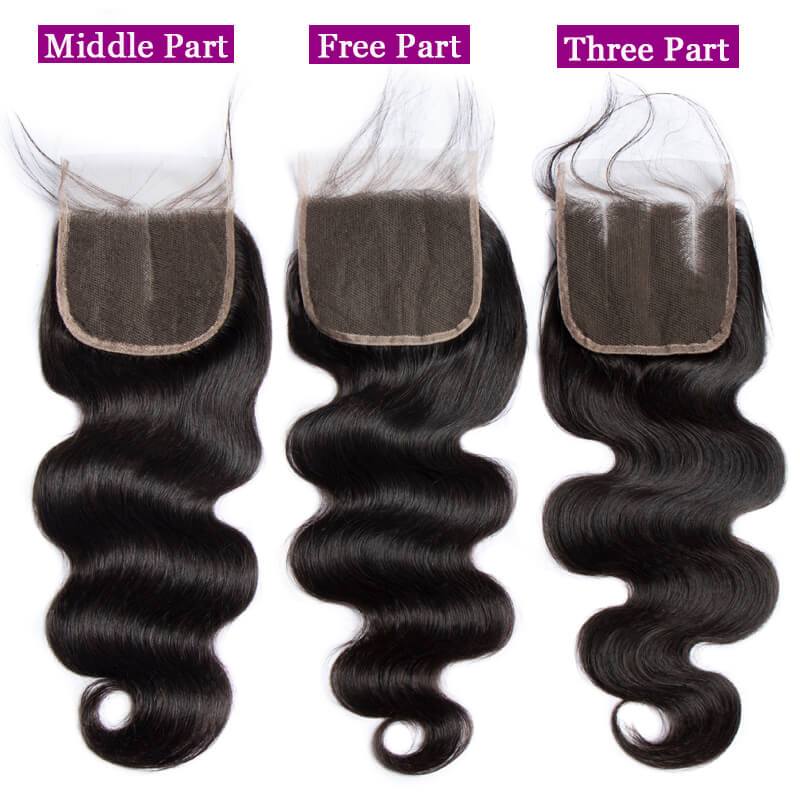 Modern Show Brazilian Body Wave Hair Weave 3 Bundles With 4x4 Lace Closure Natural Color Human Hair