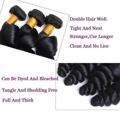 Modern Show 3 Bundles Loose Wave With 4x4 Lace Closure Brazilian Human Hair Bundles