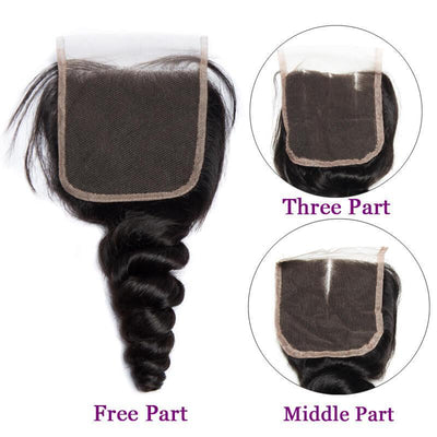 Modern Show 3 Bundles Loose Wave With 4x4 Lace Closure Brazilian Human Hair Bundles