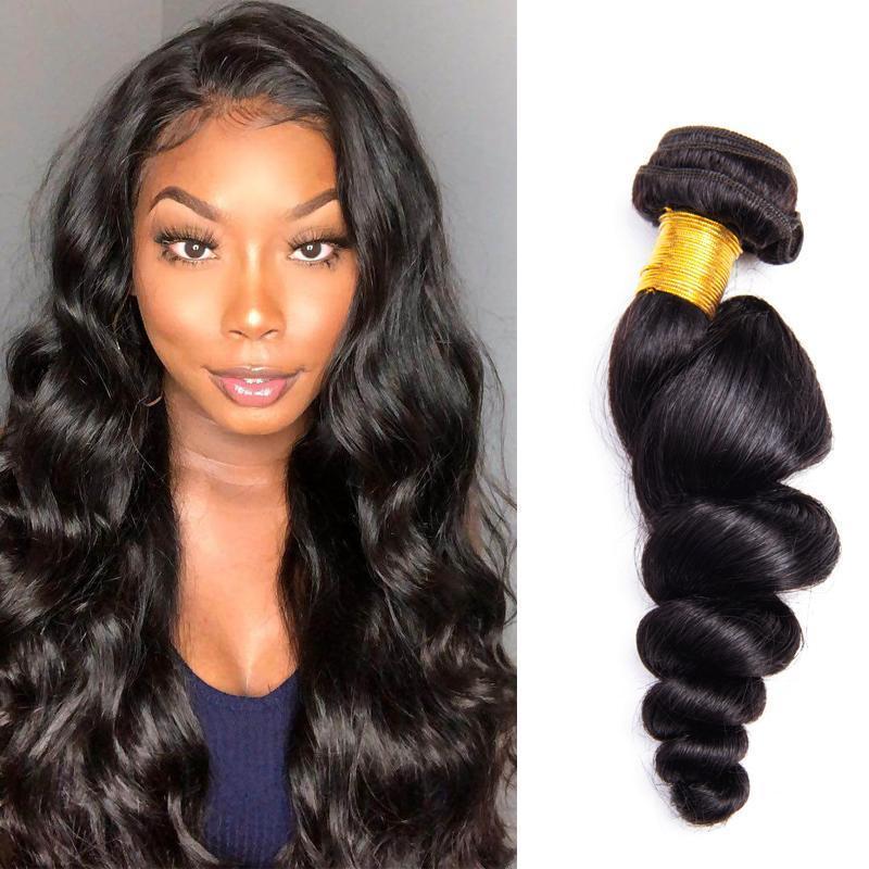 Brazilian Loose Wave Hair 3 Bundles With Lace Closure Human  display picture 1