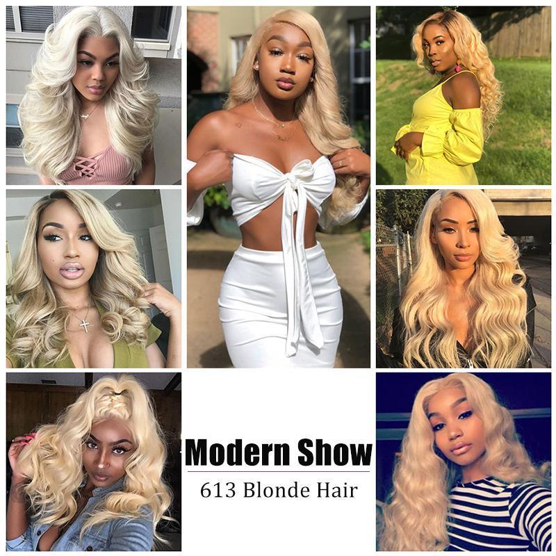 Modern Show Brazilian Body Wave 613 Blonde Hair 4x4 Swiss Lace Closure 100 Human Hair Closure Free Part 10-20 Inch-customer show